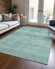 LOOMLAN Rugs Charix Teal Washable Indoor-Outdoor Rug