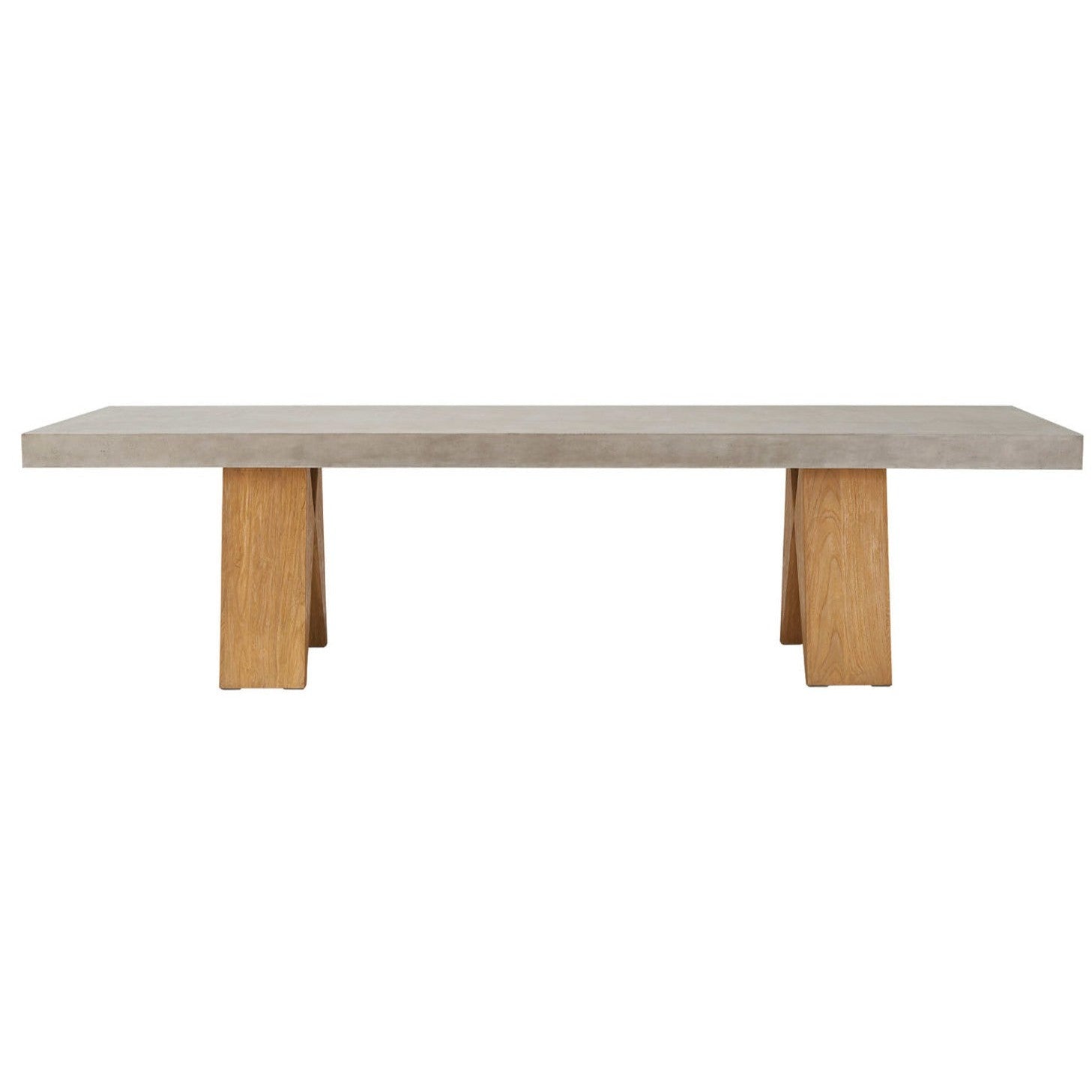 Clip Teak and Concrete Dining Table - 87&quot; - Slate Grey Outdoor Dining Table-Outdoor Dining Tables-Seasonal Living-LOOMLAN