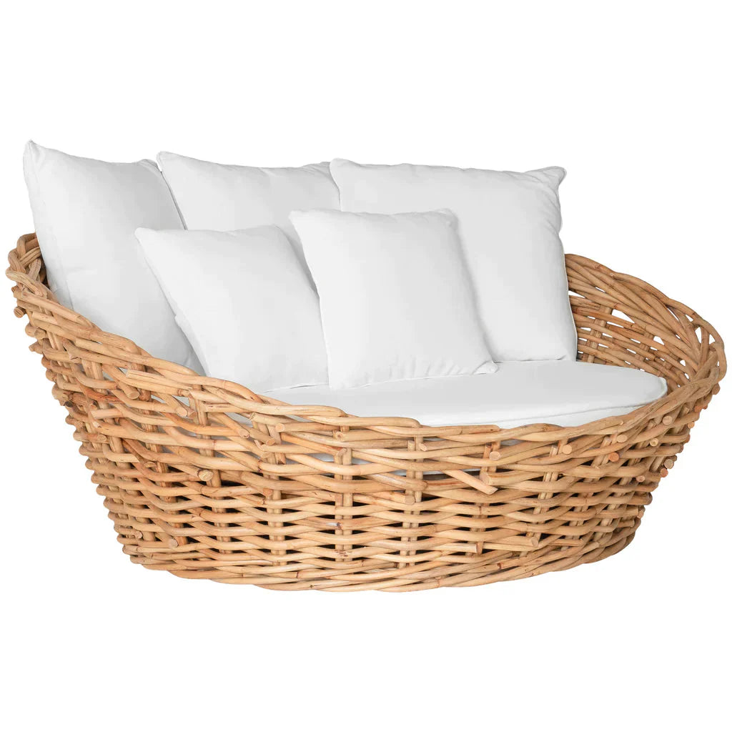 Coastal Nest Rattan Round Outdoor Daybed Lounger Outdoor Cabanas &amp; Loungers LOOMLAN By Artesia