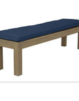 Coastal Teak Sunbrella Outdoor Dining Bench-Outdoor Benches-Sunset West-Spectrum Indigo-LOOMLAN
