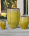 Emissary Crest Yellow Ceramic Tall Outdoor Planter (Set of 3)