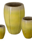 Emissary Crest Yellow Ceramic Tall Outdoor Planter (Set of 3)