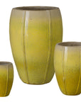 Emissary Crest Yellow Ceramic Tall Outdoor Planter (Set of 3)