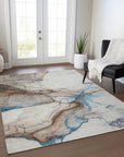 LOOMLAN Rugs Daeanor Brown Washable Indoor-Outdoor Rug