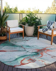 LOOMLAN Rugs Daeanor Teal Washable Indoor-Outdoor Rug