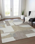 LOOMLAN Rugs Daeel Brown Washable Indoor-Outdoor Rug