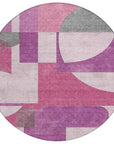 LOOMLAN Rugs Daeel Pink Washable Indoor-Outdoor Rug