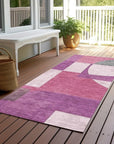 LOOMLAN Rugs Daeel Pink Washable Indoor-Outdoor Rug