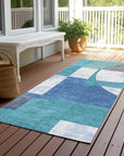 LOOMLAN Rugs Daeel Teal Washable Indoor-Outdoor Rug