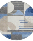 LOOMLAN Rugs Daeira Blue Washable Indoor-Outdoor Rug