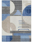 LOOMLAN Rugs Daeira Blue Washable Indoor-Outdoor Rug