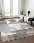 LOOMLAN Rugs Daeira Brown Washable Indoor-Outdoor Rug