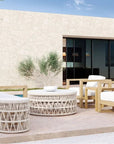 Sunset West Dana Carrara Marble Top Outdoor End Table