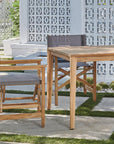 Del Ray 5-Piece Square Teak Outdoor Dining Set-Outdoor Dining Sets-HiTeak-LOOMLAN