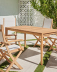 Del Ray 63-inch Rectangular Teak Outdoor Dining Table with Umbrella Hole-Outdoor Dining Tables-HiTeak-LOOMLAN