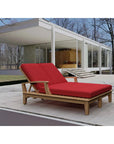 Delano Outdoor Teak Double Reclining Sunlounger with Sunbrella Cushion-Outdoor Cabanas & Loungers-HiTeak-LOOMLAN