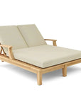 Delano Outdoor Teak Double Reclining Sunlounger with Sunbrella Cushion-Outdoor Cabanas & Loungers-HiTeak-Canvas-LOOMLAN