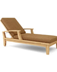 Delano Outdoor Teak Reclining Sunlounger with Sunbrella Cushion-Outdoor Cabanas & Loungers-HiTeak-Fawn-LOOMLAN