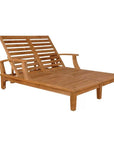 HiTeak Delano Teak Double Reclining Sunlounger Sunbrella