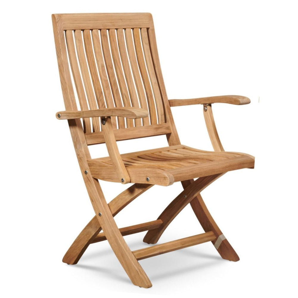 Devon Teak Folding Outdoor Armchair-Outdoor Lounge Chairs-HiTeak-LOOMLAN