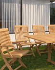 HiTeak Devon Teak Patio Rectangular Family Dining Set 9PC