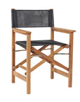 Director Teak Folding Outdoor Folding Armchair-Outdoor Dining Chairs-HiTeak-Black-LOOMLAN
