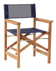 Director Teak Folding Outdoor Folding Armchair-Outdoor Dining Chairs-HiTeak-Blue-LOOMLAN
