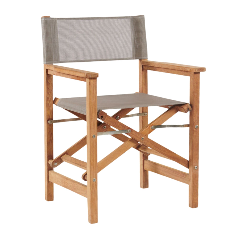 Director Teak Folding Outdoor Folding Armchair-Outdoor Dining Chairs-HiTeak-Taupe-LOOMLAN