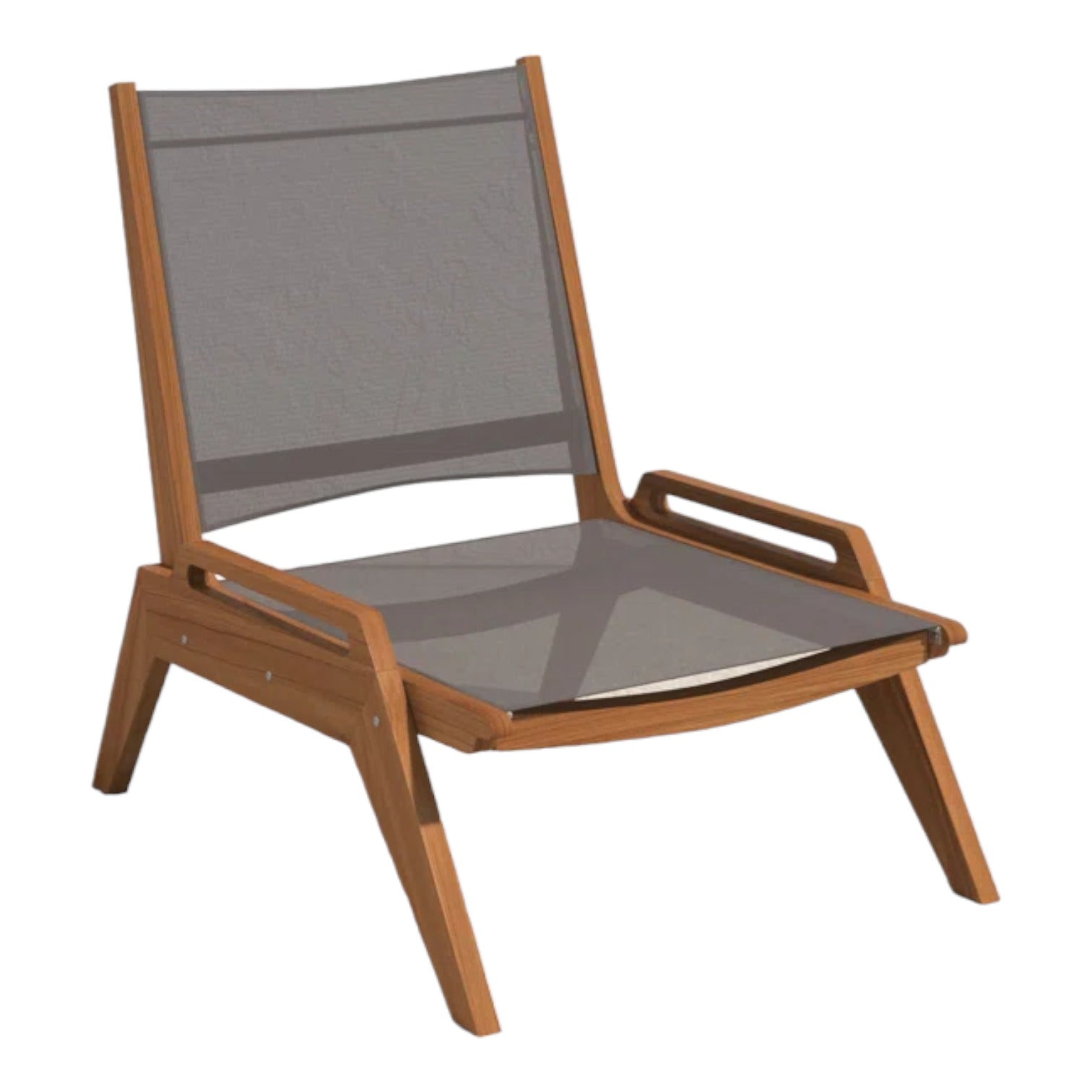 Draper Teak Outdoor Sling Chat Chair-Outdoor Accent Chairs-HiTeak-LOOMLAN