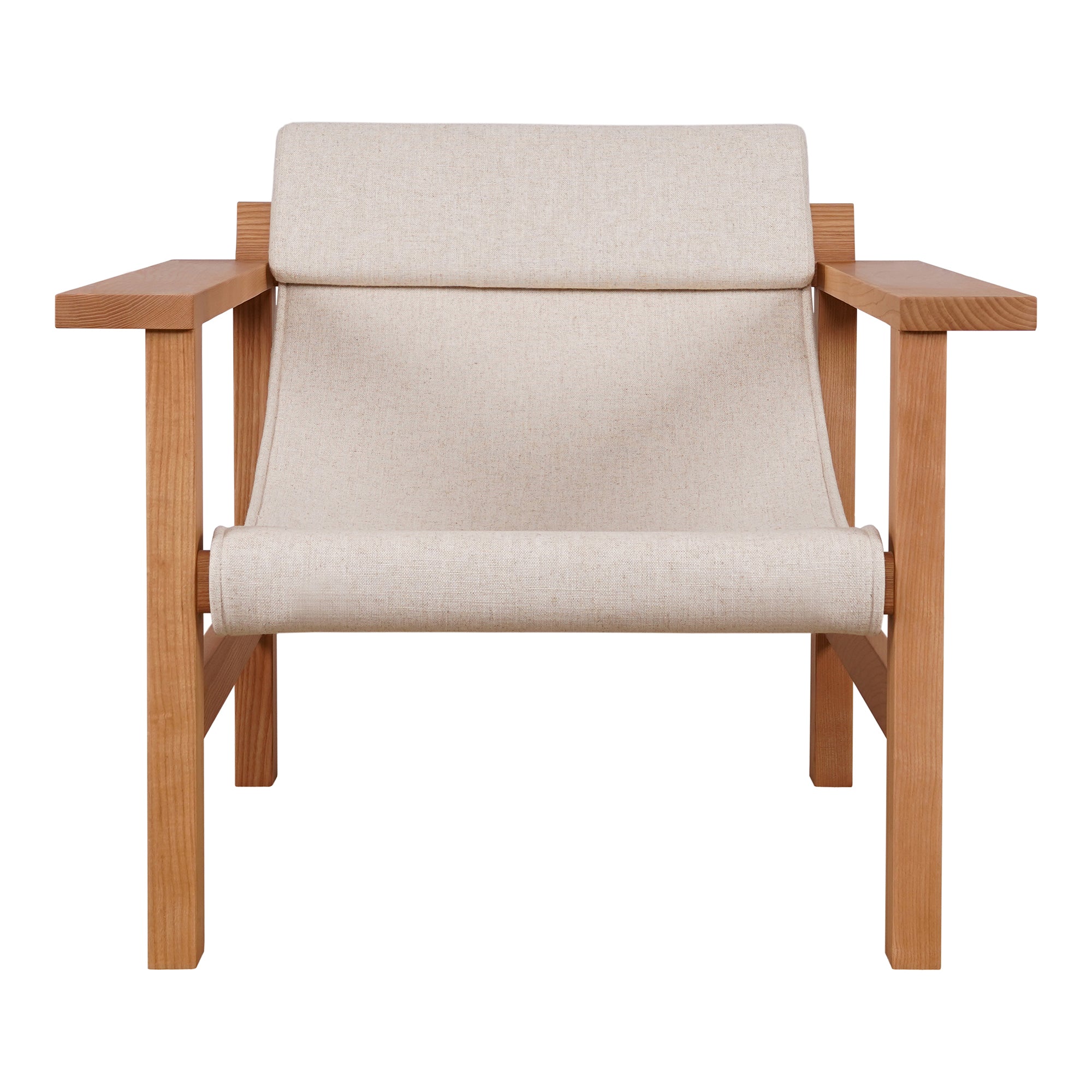 Annex Polyester and Soild-Ash Wood Beige Lounge Arm Chair