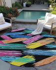 LOOMLAN Rugs Elain Black Washable Indoor-Outdoor Rug
