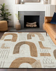 LOOMLAN Rugs Elas Ivory Washable Indoor-Outdoor Rug