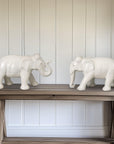 Emissary Elephant Moon White Ceramic Sculpture (Set of 2)
