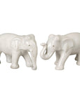 Emissary Elephant Moon White Ceramic Sculpture (Set of 2)