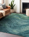 LOOMLAN Rugs Elion Teal Washable Indoor-Outdoor Rug