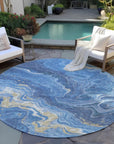 LOOMLAN Rugs Elius Blue Washable Indoor-Outdoor Rug
