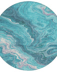 LOOMLAN Rugs Elius Teal Washable Indoor-Outdoor Rug