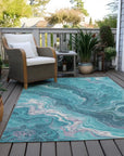 LOOMLAN Rugs Elius Teal Washable Indoor-Outdoor Rug