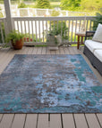 Eloril Teal Washable Indoor-Outdoor Rug