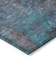 Eloril Teal Washable Indoor-Outdoor Rug