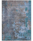 Eloril Teal Washable Indoor-Outdoor Rug