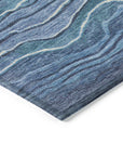 Faerain Blue Washable Indoor-Outdoor Rug