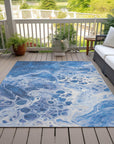 Faerara Blue Washable Indoor-Outdoor Rug