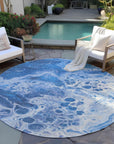 Faerara Blue Washable Indoor-Outdoor Rug