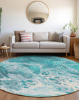Faerara Teal Washable Indoor-Outdoor Rug