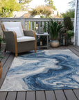 Faeras Blue Washable Indoor-Outdoor Rug