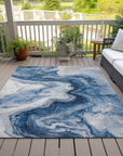 Faeras Blue Washable Indoor-Outdoor Rug