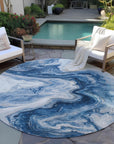 Faeras Blue Washable Indoor-Outdoor Rug