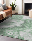 Faeras Green Washable Indoor-Outdoor Rug