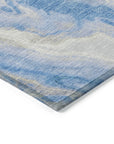 Faerel Blue Washable Indoor-Outdoor Rug